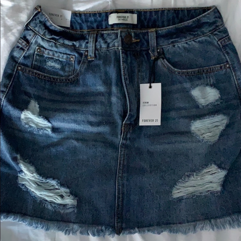 Forever 21 Distressed Jean Skirt
